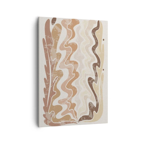 Bild auf Leinwand - Leinwandbild - Wellenförmige abstrakte Linien in Beigetönen - 50x70cm - Gute Energie – gute Gefühle - Moderne Wanddekoration für Wohnzimmer und Schlafzimmer ARTTOR