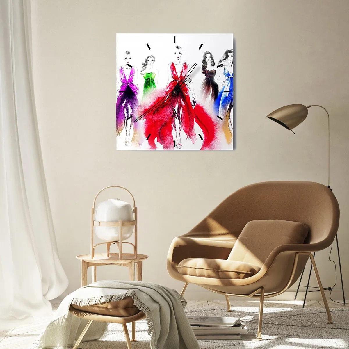 Wanduhr - Glasuhr - Stimmungen für Kostüme - 40x40 cm