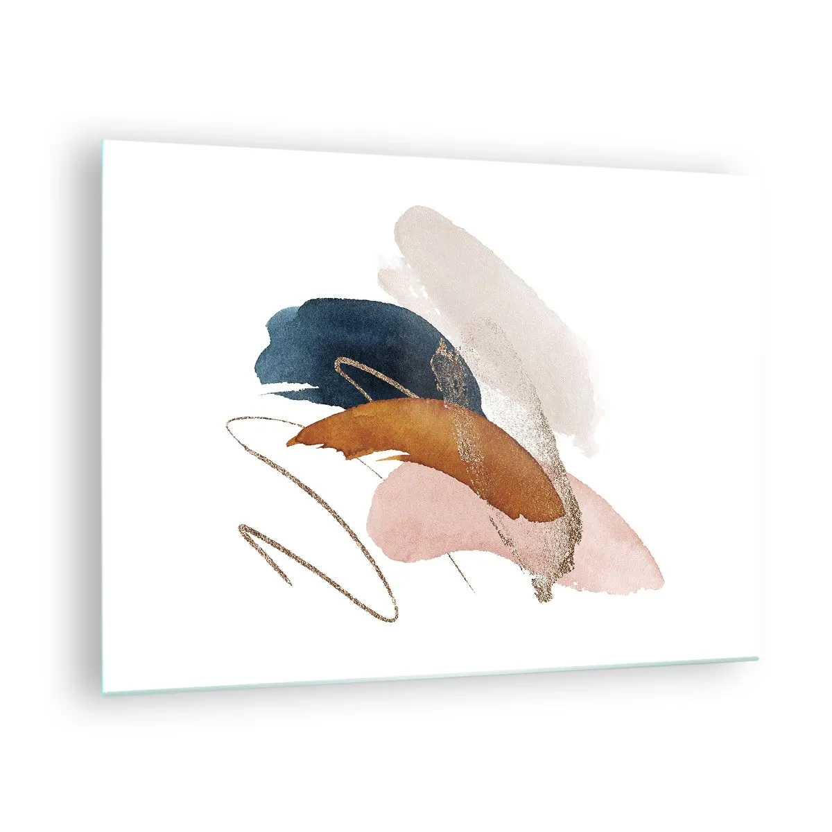 Glasbild - Bild auf glas - Abstrakte Pinselstriche in gedeckten Farben - 70x50cm - Geflügelte Komposition - Moderne Wanddekoration für Wohnzimmer und Schlafzimmer ARTTOR