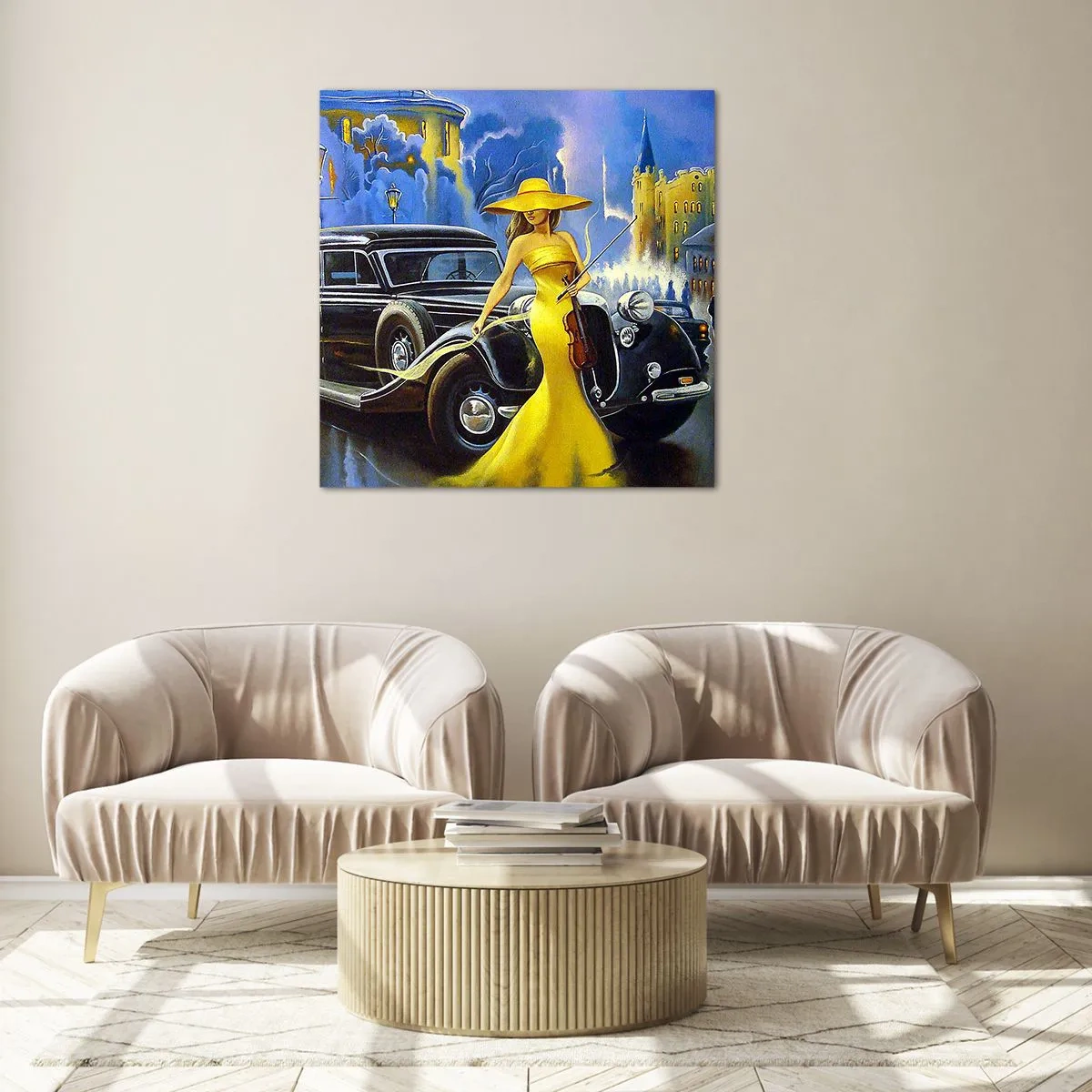 Glasbild - Bild auf glas - Nocturne für Violine und Liebe - 40x40 cm