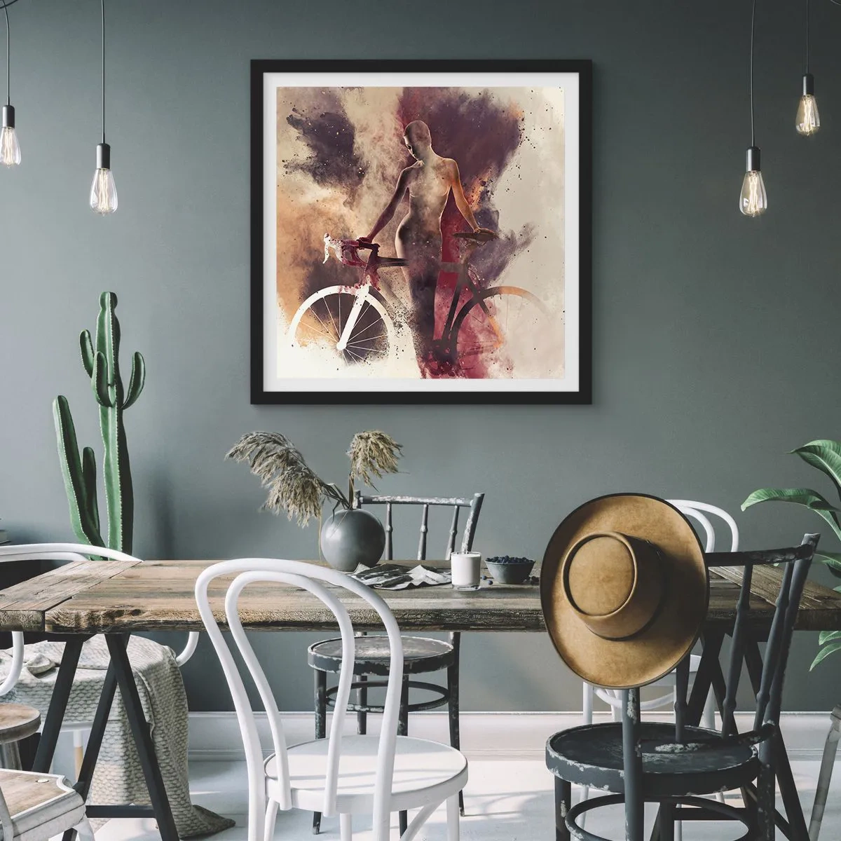 Poster in einem schwarzem Rahmen - Eine Fahrradseele in Marmorformen - 40x40 cm