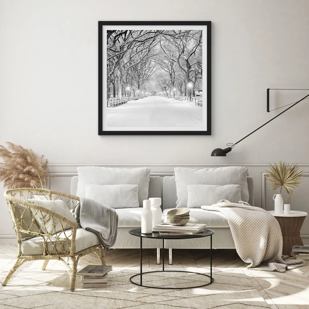 Poster in einem schwarzem Rahmen - Vier Jahreszeiten - Winter - 60x60 cm