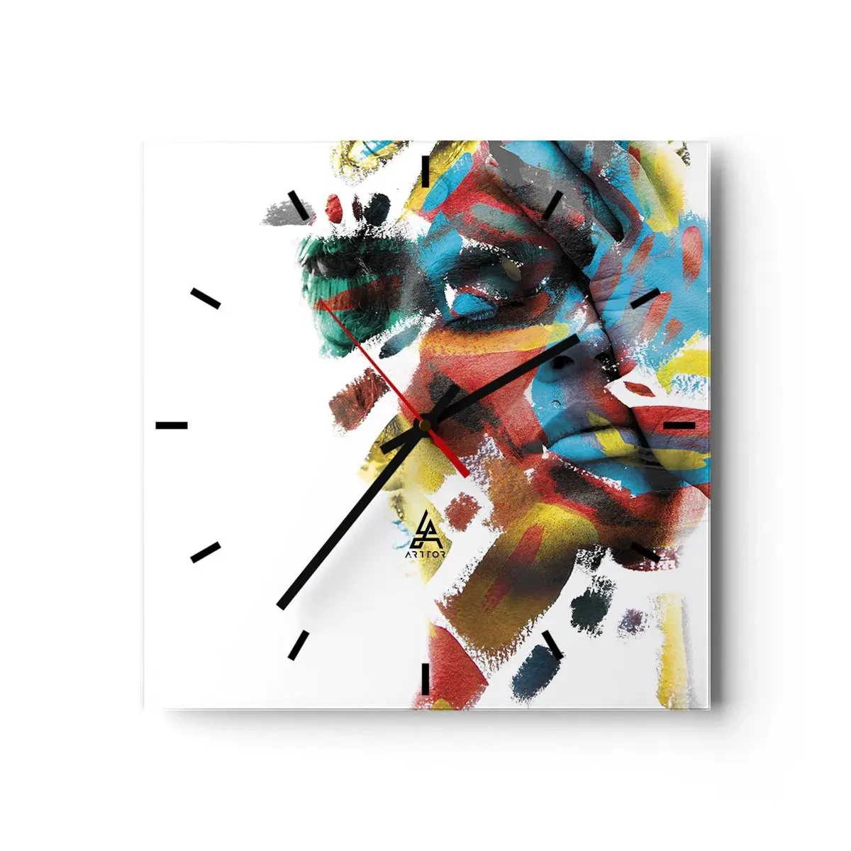 Wanduhr - Glasuhr - Eine bunte Persönlichkeit - 40x40 cm