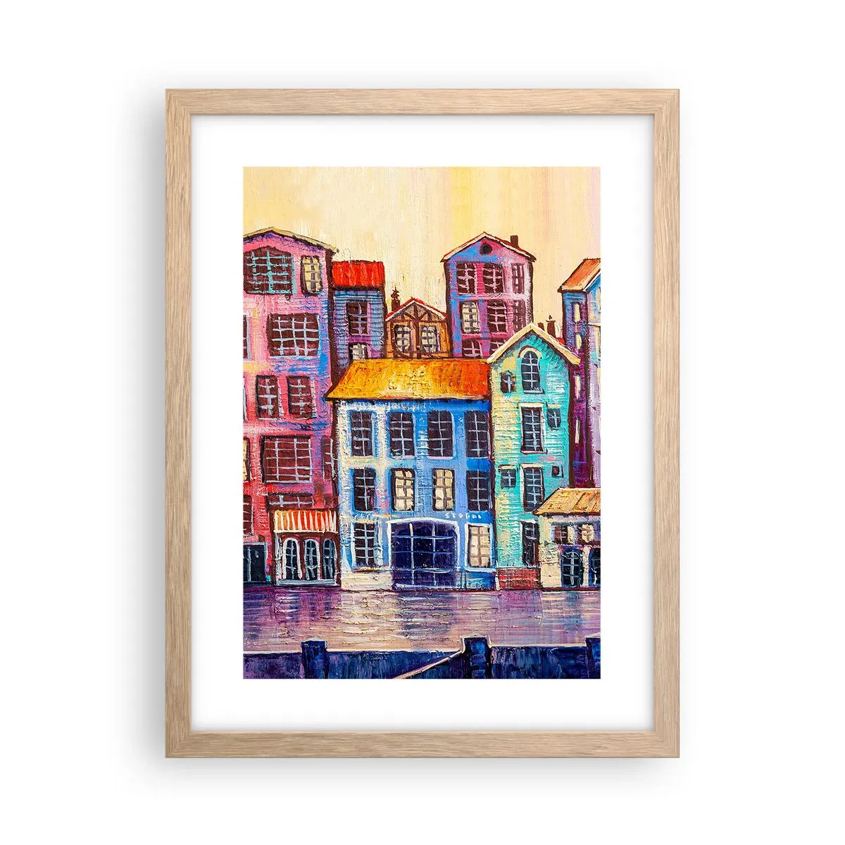 Poster in einem Rahmen aus heller Eiche - Stadt wie aus einem Märchen - 30x40 cm