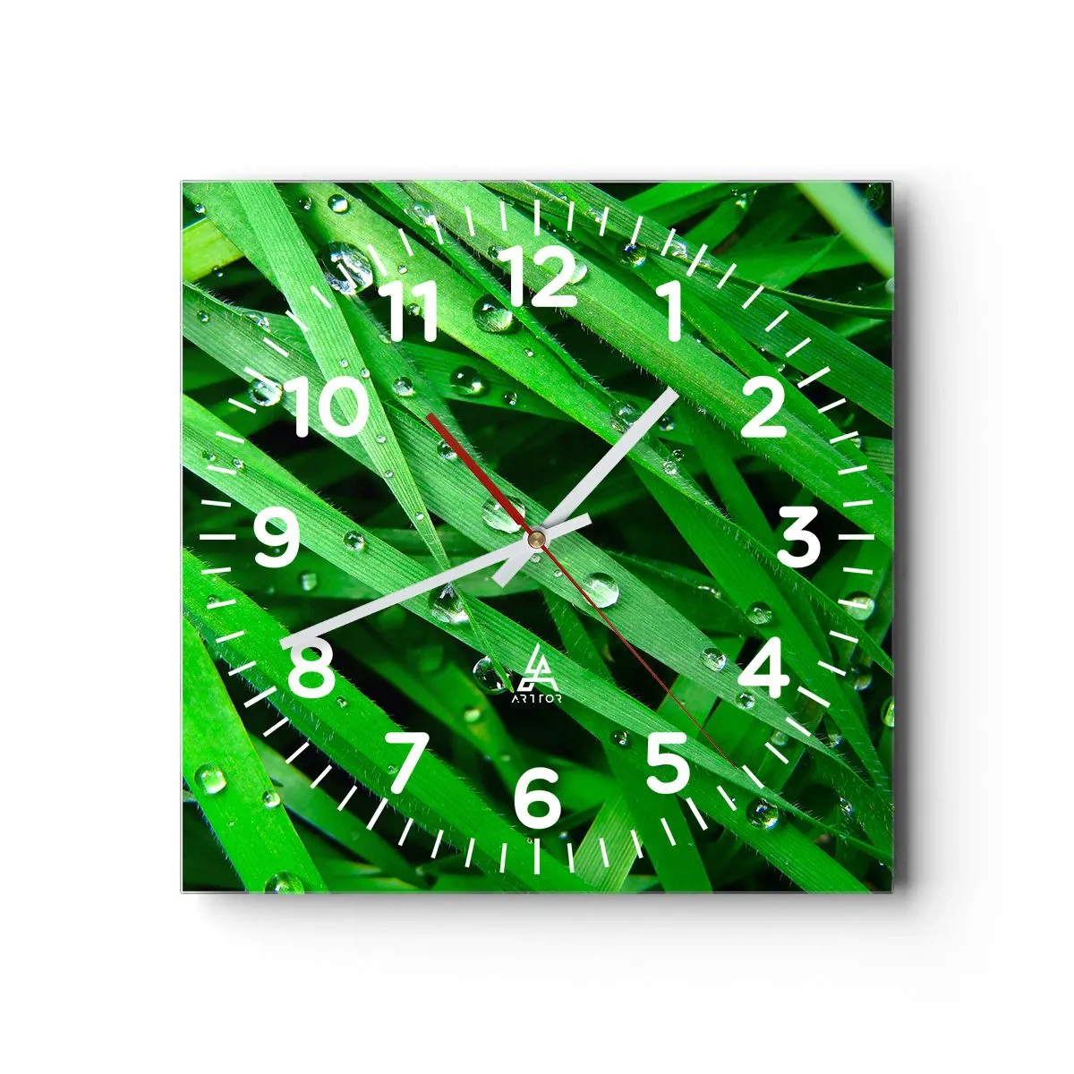 Wanduhr - Glasuhr - Grün spielen - 40x40 cm