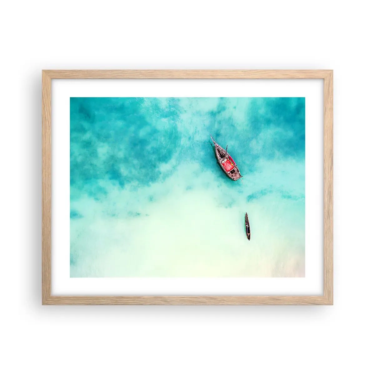 Poster in einem Rahmen aus heller Eiche - Denn an den Stränden von Sansibar, wenn der Wasserüberschuss ... - 50x40 cm