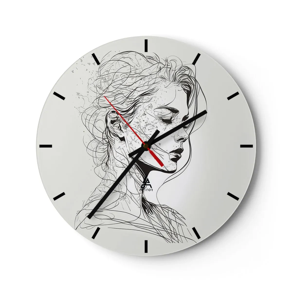 Wanduhr - Glasuhr - Porträt im Gedanken - 30x30 cm