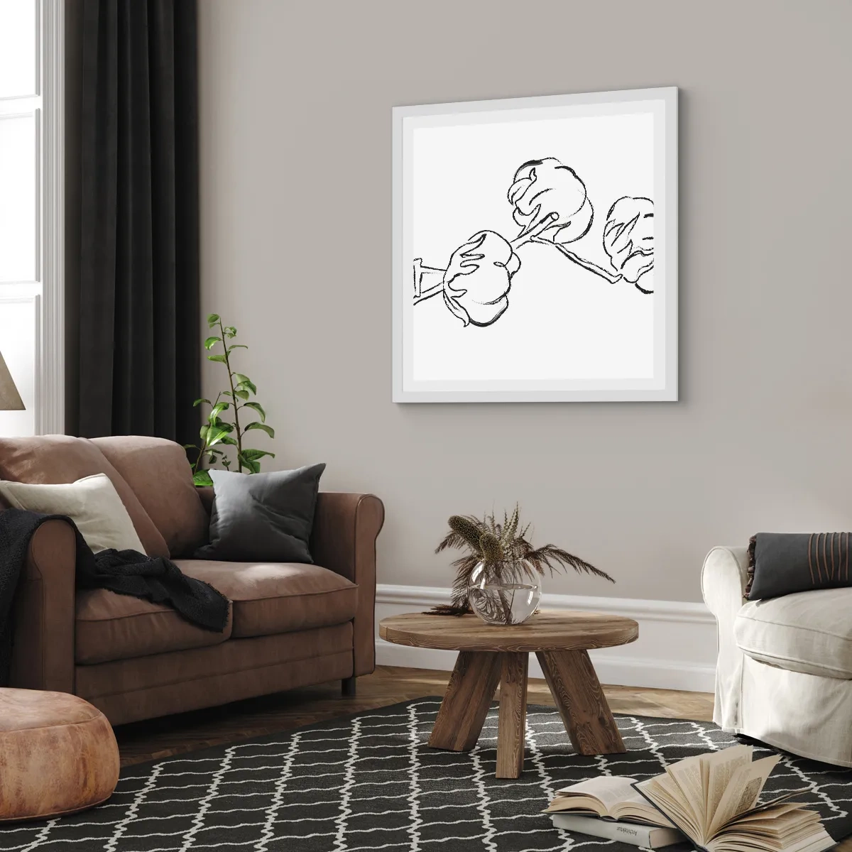 Poster in einem weißen Rahmen - Baumwolldaunen - 30x30 cm