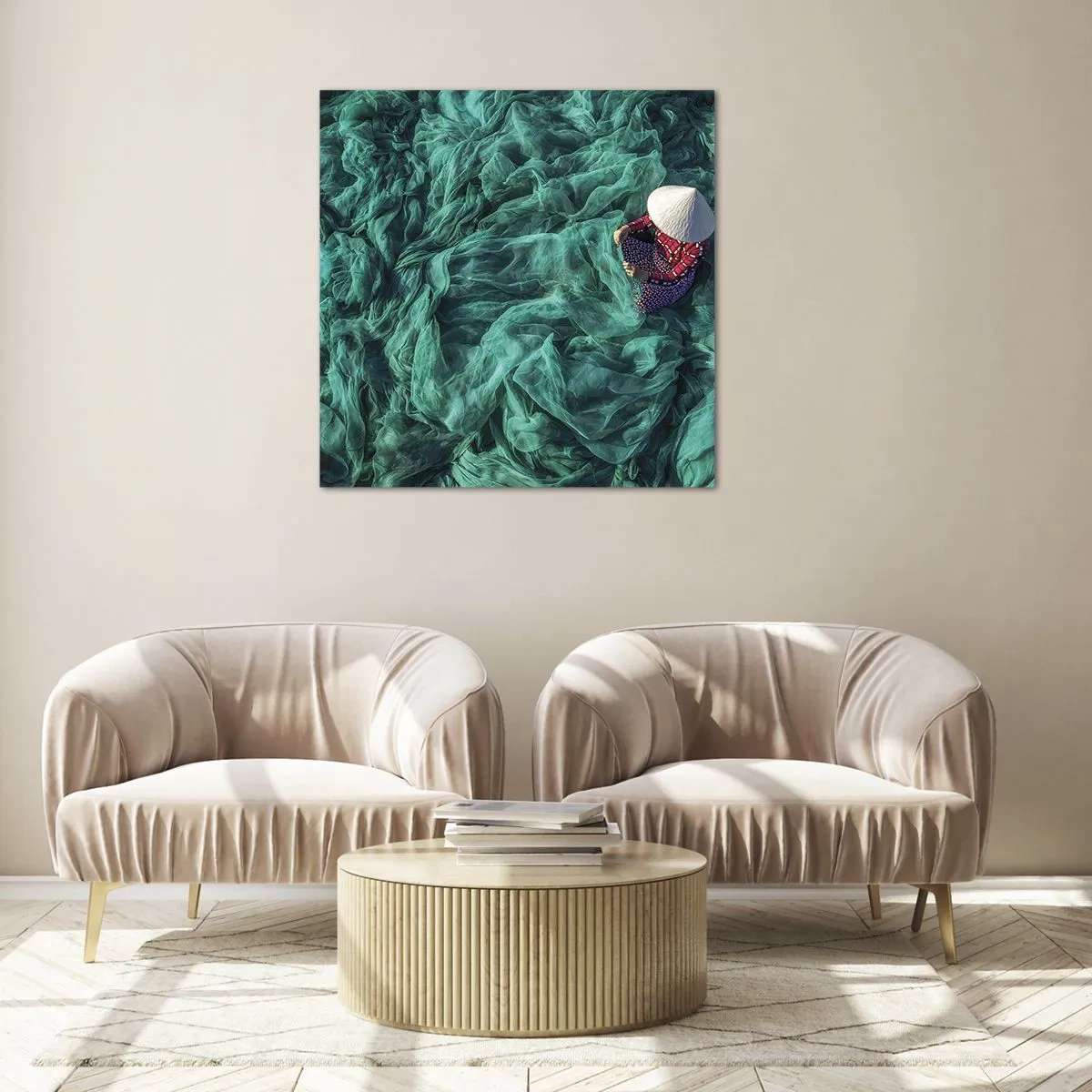 Glasbild - Bild auf glas - In einem Meer aus Netzen - 60x60 cm