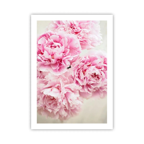 Poster - Ein Strauß rosa Pfingstrosen auf hellem Hintergrund - 50x70cm - In rosa Glamour - Moderne Wanddekoration für Wohnzimmer und Schlafzimmer ARTTOR
