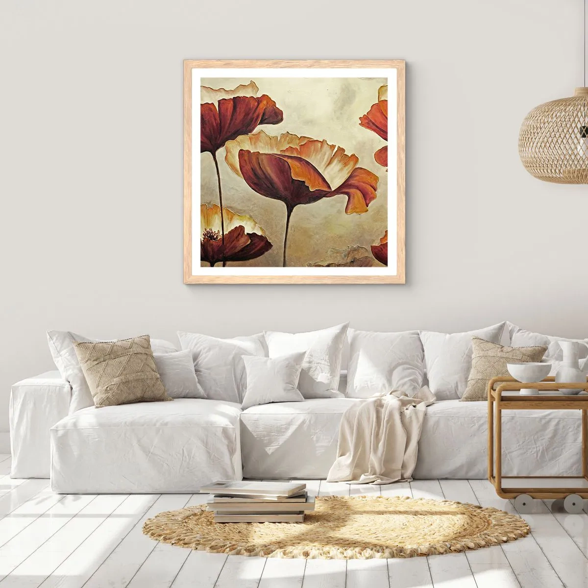 Poster in einem Rahmen aus heller Eiche - Weideland - 40x40 cm