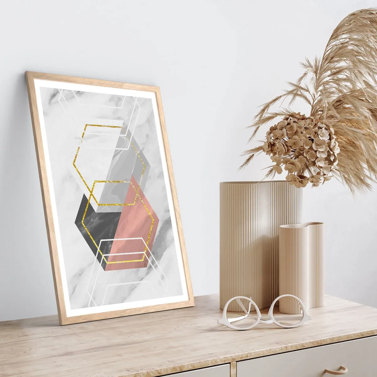 Poster in einem Rahmen aus heller Eiche - Kettenkomposition - 50x70 cm