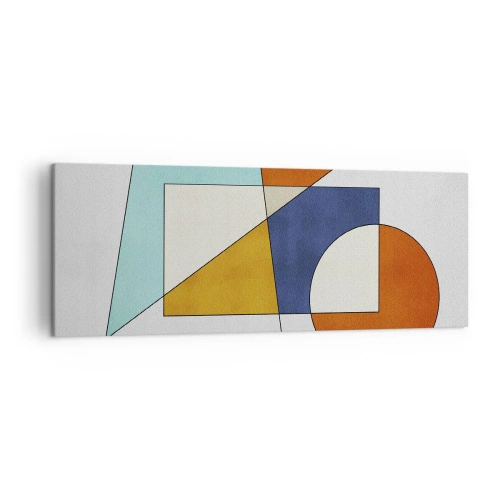 Bild auf Leinwand - Leinwandbild - Eine modernistische Komposition aus geometrischen Formen und Farben - 140x50cm - Abstraktion: modernistisches Spiel - Moderne Wanddekoration für Wohnzimmer und Schlafzimmer ARTTOR