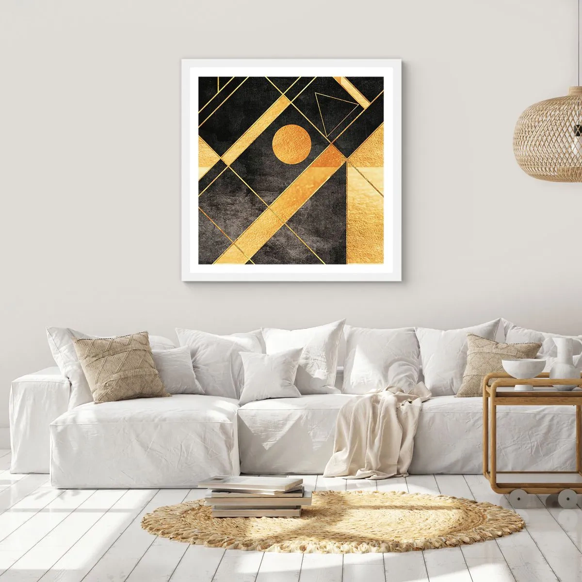 Poster in einem weißen Rahmen - Die Sonne der Wüste - 60x60 cm