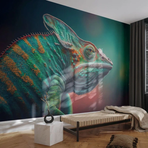 Fototapete Premium Canvas - Siehst du mich? Nicht gut… - Chamäleon, Tiere, Reptil - 400x280 cm