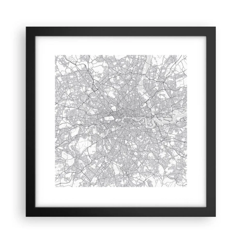 Poster in einem schwarzem Rahmen - Karte des Labyrinths von London - 30x30 cm