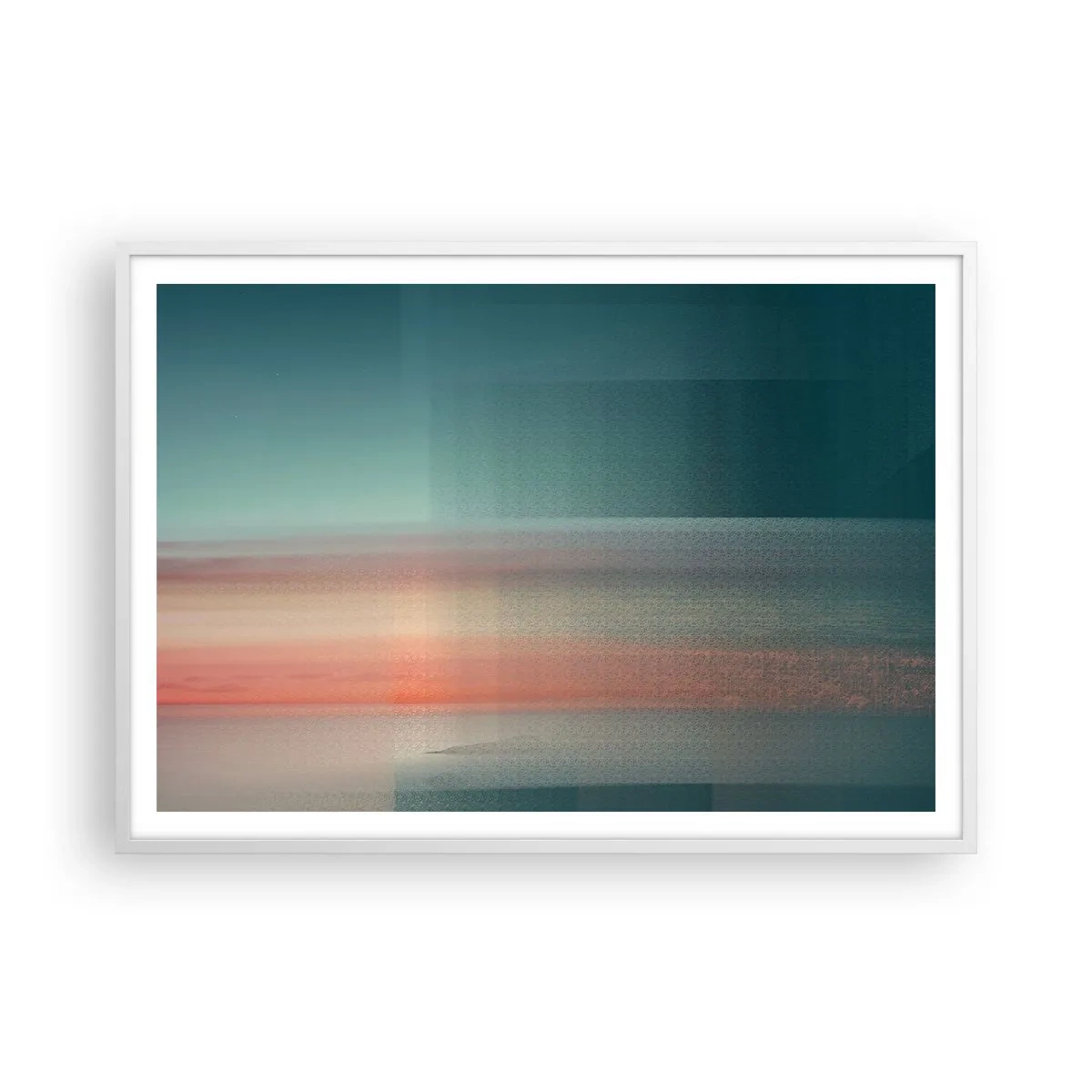 Poster in einem weißen Rahmen - Abstraktion: Lichtwellen - 100x70 cm