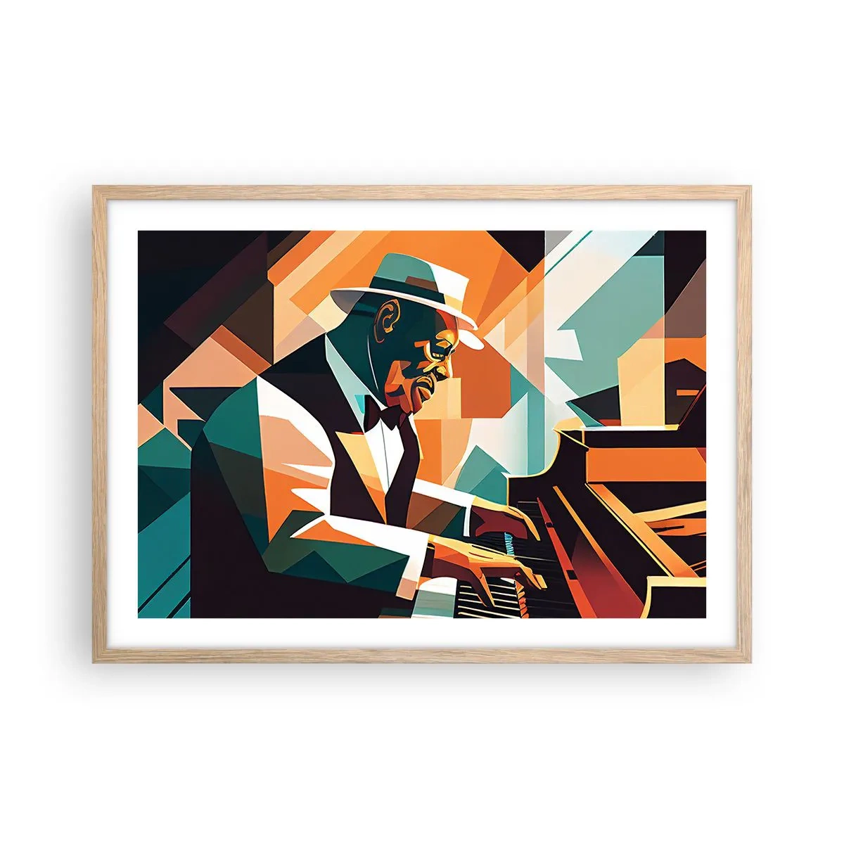 Poster in einem Rahmen aus heller Eiche - Alles vom Jazz - 70x50 cm