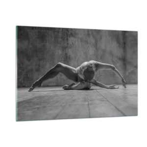 Glasbild - Bild auf glas - Tänzerin in einer Pose auf dem Boden - 120x80cm - Symmetrie gefunden - Moderne Wanddekoration für Wohnzimmer und Schlafzimmer ARTTOR