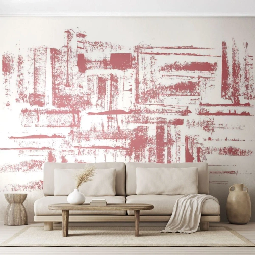 Fototapete Premium Canvas - Abstrakte rosa Texturen auf weißem Hintergrund - 100x70cm - Die rote Stadt - Moderne Wanddekoration für Wohnzimmer und Schlafzimmer ARTTOR