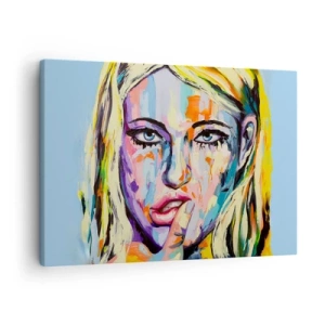 Bild auf Leinwand - Leinwandbild - Farbenfrohes Porträt einer Frau im abstrakten Stil - 70x50cm - Schau ihr direkt in die Augen - Moderne Wanddekoration für Wohnzimmer und Schlafzimmer ARTTOR
