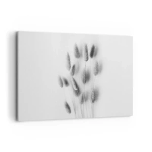 Bild auf Leinwand - Leinwandbild - Zarte Gräser in Grautönen auf weißem Hintergrund - 120x80cm - Eure flauschige Grashoheit - Moderne Wanddekoration für Wohnzimmer und Schlafzimmer ARTTOR