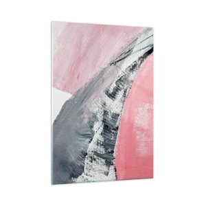 Glasbild - Bild auf glas - Moderne Abstraktion in Rosa, Weiß und Grau mit Pinselstrich-Textur - 50x70cm - Passende Komposition - Moderne Wanddekoration für Wohnzimmer und Schlafzimmer ARTTOR