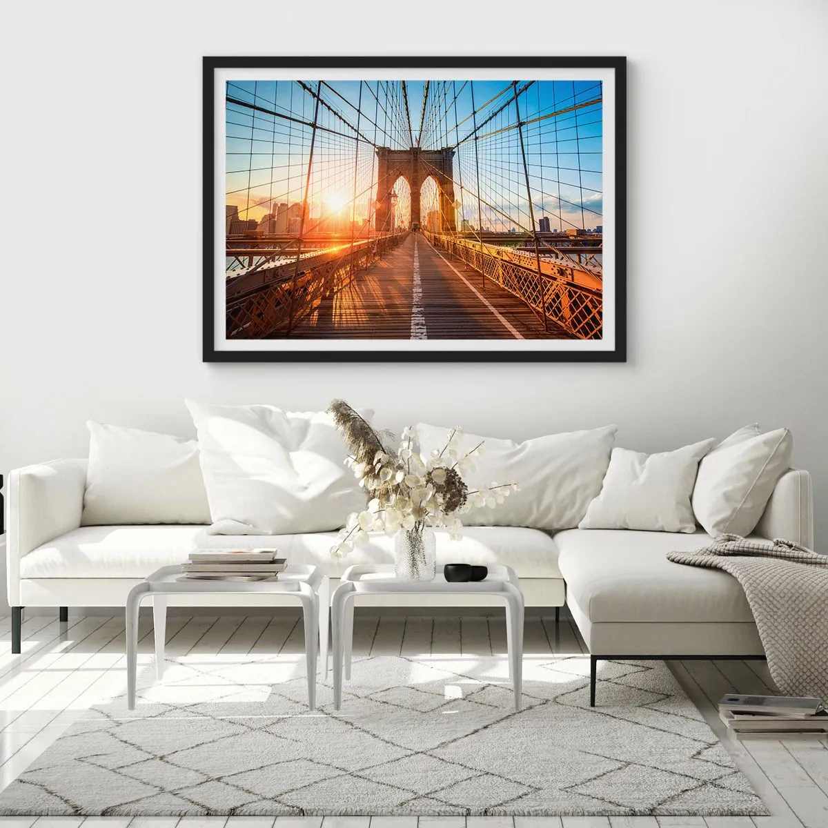 Poster in einem schwarzem Rahmen - Auf der goldenen Brücke - 91x61 cm