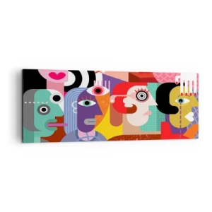 Bild auf Leinwand - Leinwandbild - Bunte Abstraktion mit geometrischen Flächen - 140x50cm - Wir sind von Herrn Picasso - Moderne Wanddekoration für Wohnzimmer und Schlafzimmer ARTTOR