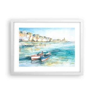 Poster in einem weißen Rahmen - Landschaft in Azurblau - 40x30 cm