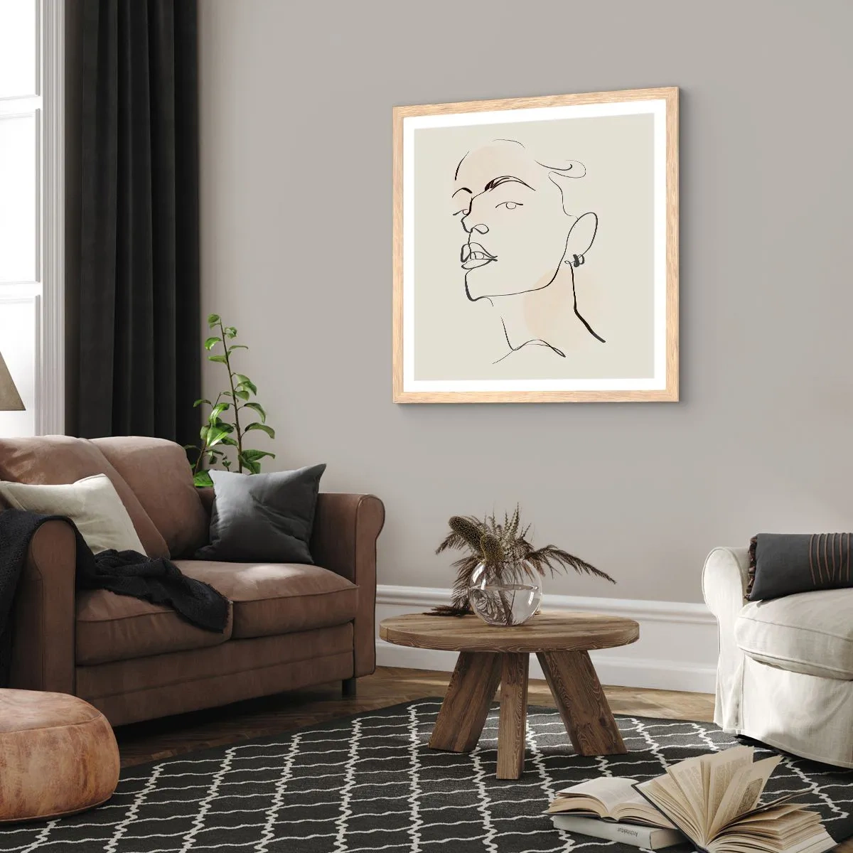 Poster in einem Rahmen aus heller Eiche - Ein stolzer Blick - 30x30 cm