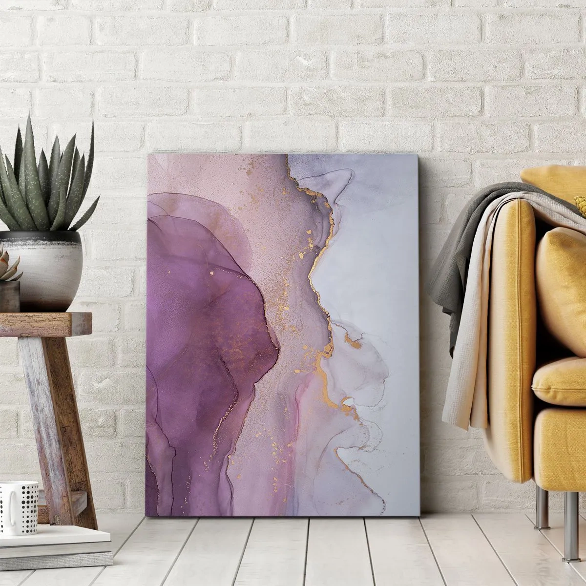 Bild auf Leinwand - Leinwandbild - Violett und lila Wellen - 55x100 cm