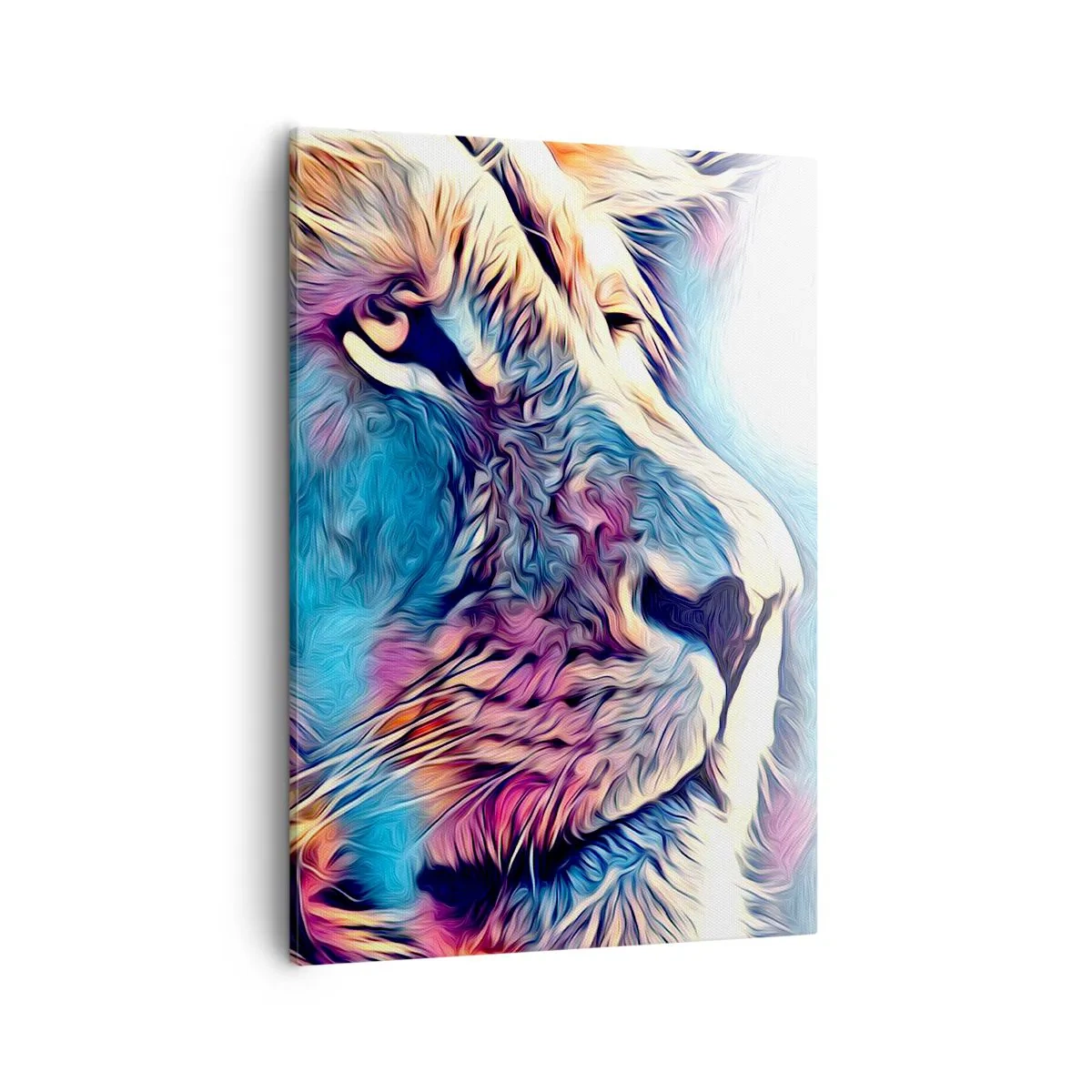 Bild auf Leinwand - Leinwandbild - Porträt eines Löwen in lebendigen, abstrakten Farben - 50x70cm - Die Weisheit der Natur - Moderne Wanddekoration für Wohnzimmer und Schlafzimmer ARTTOR