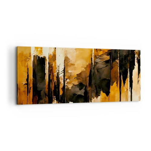 Bild auf Leinwand - Leinwandbild - Harmonie von Schwarz und Gold - 100x40 cm