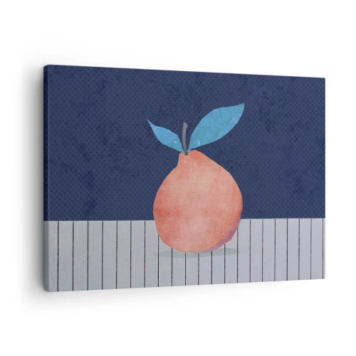Bild auf Leinwand - Leinwandbild - Abstrakte Früchte vor einem Hintergrund aus kontrastierenden Farben und geraden Linien. - 70x50cm - Konvexität und Ebene - Moderne Wanddekoration für Wohnzimmer und Schlafzimmer ARTTOR