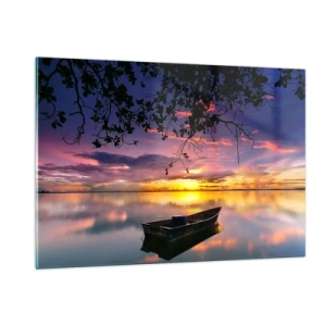 Glasbild - Bild auf glas - Sie scheinen in der Mitte eines Himmelskreises zu hängen … - 120x80cm - Du scheinst mitten am Himmel zu hängen... - Moderne Wanddekoration für Wohnzimmer und Schlafzimmer ARTTOR