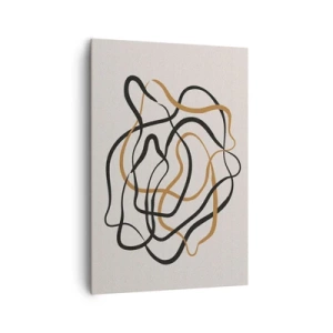 Bild auf Leinwand - Leinwandbild - Verworrene Linien in Schwarz und Gold auf hellem Hintergrund - 70x100cm - Alles ging schief - Moderne Wanddekoration für Wohnzimmer und Schlafzimmer ARTTOR