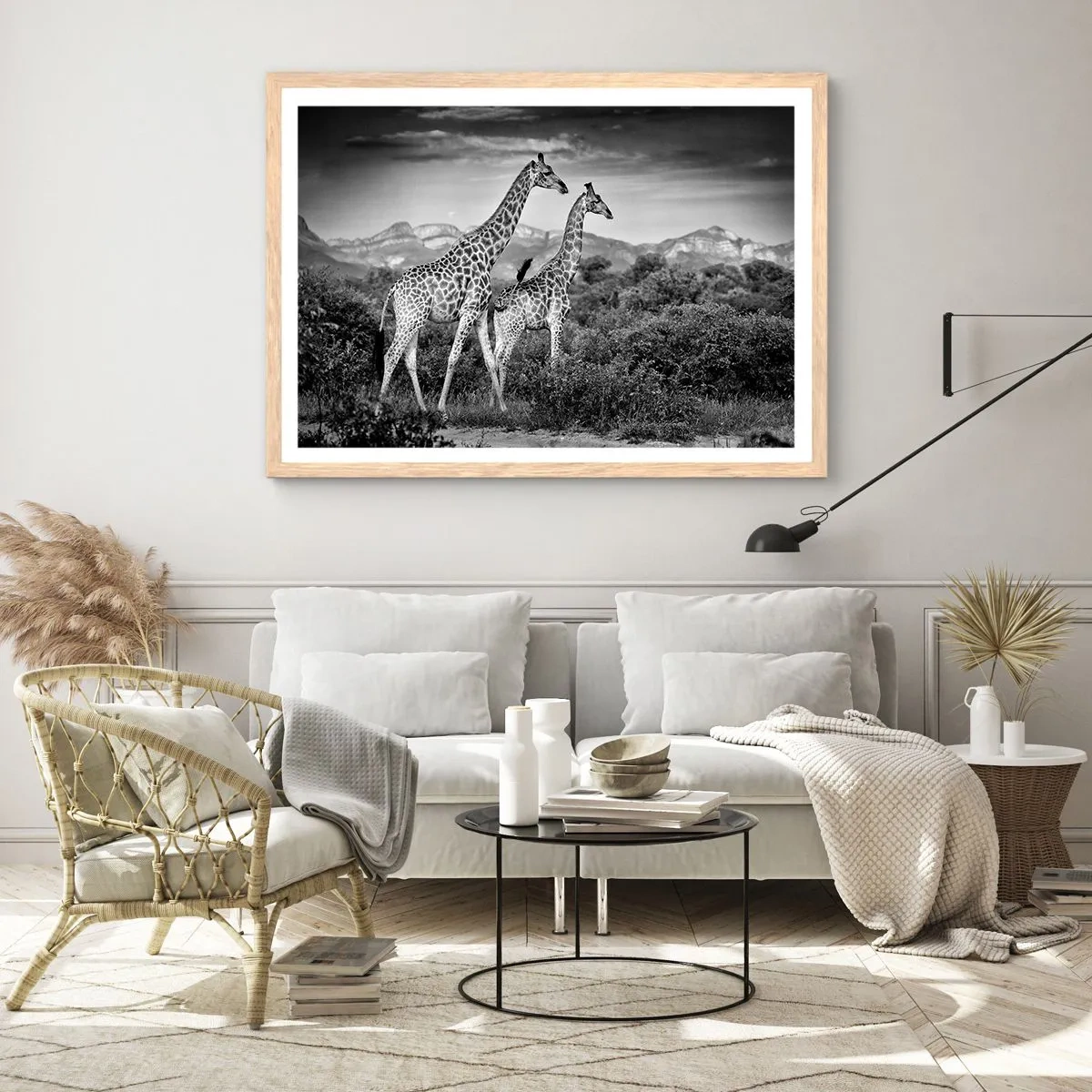 Poster in einem Rahmen aus heller Eiche - Hohe Sphären in Afrika - 70x50 cm