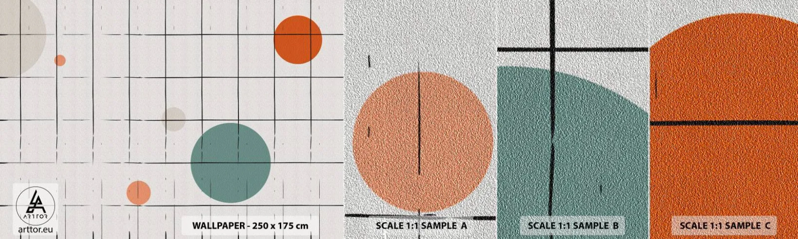Fototapeten Muster Premium Sand - Gefangen. Wir oder sie? - Hintergrund, Räder, Gitter - 100x30 cm
