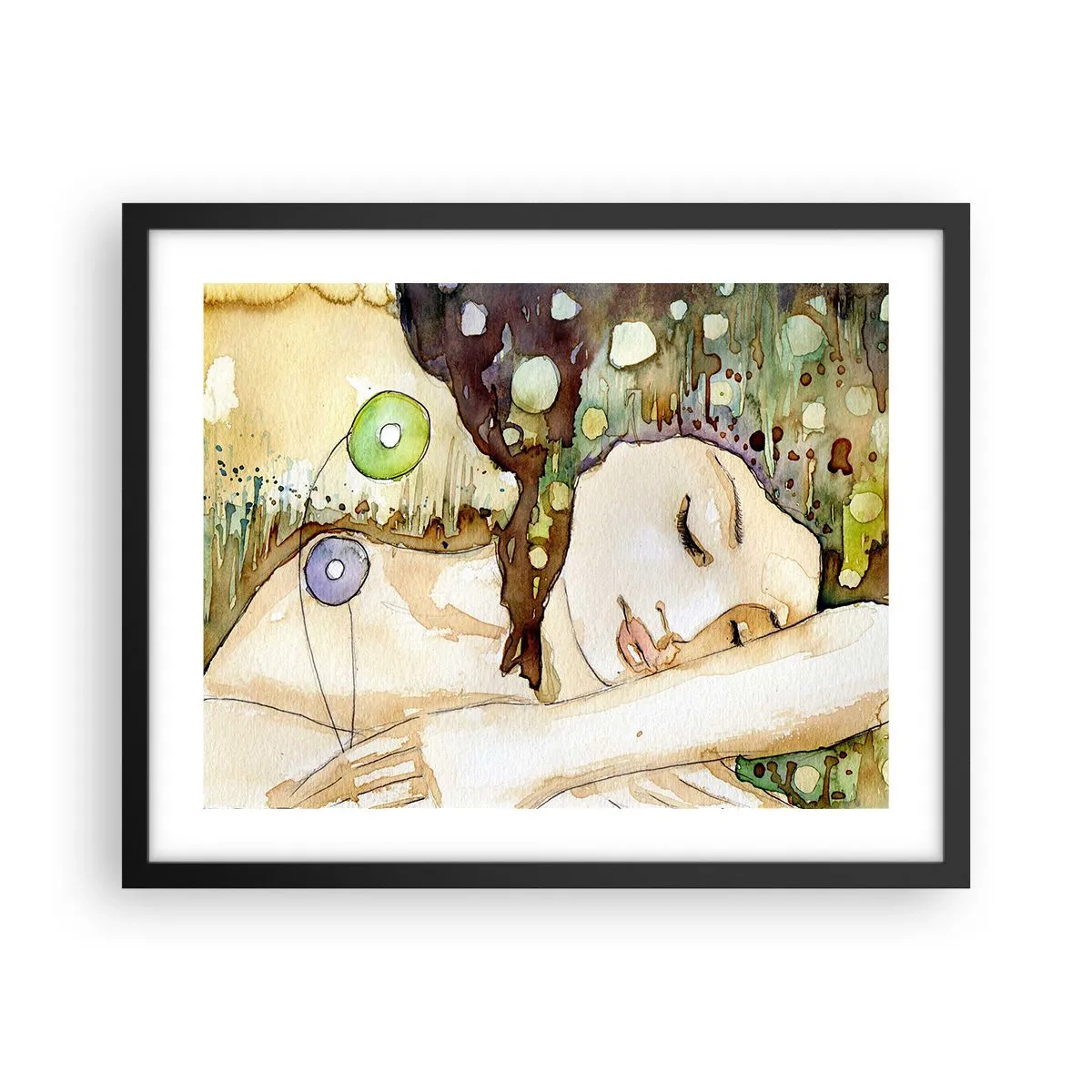 Poster in einem schwarzem Rahmen - Ein smaragd-violetter Traum - 50x40 cm