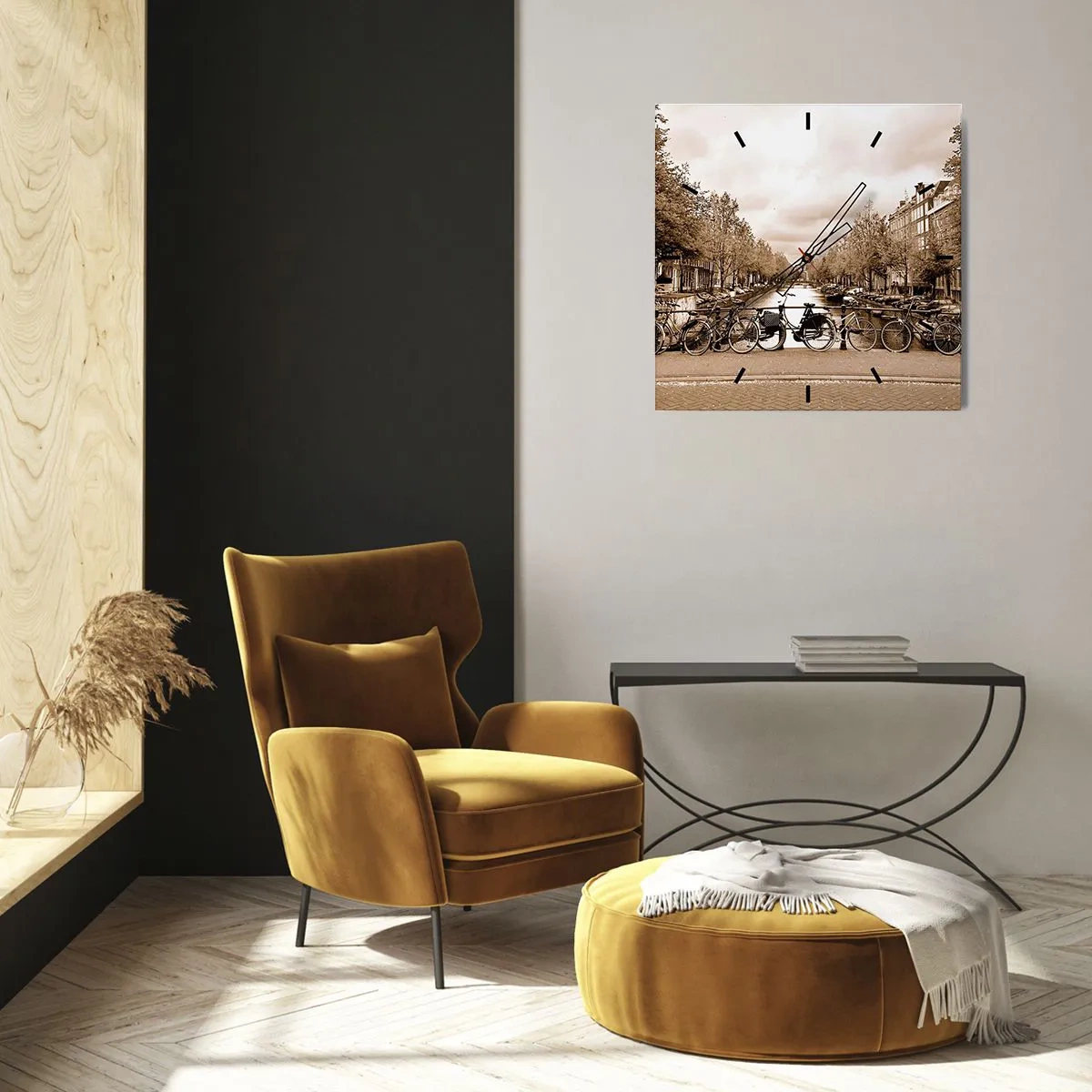Wanduhr - Glasuhr - Niederländische Atmosphäre - 30x30 cm