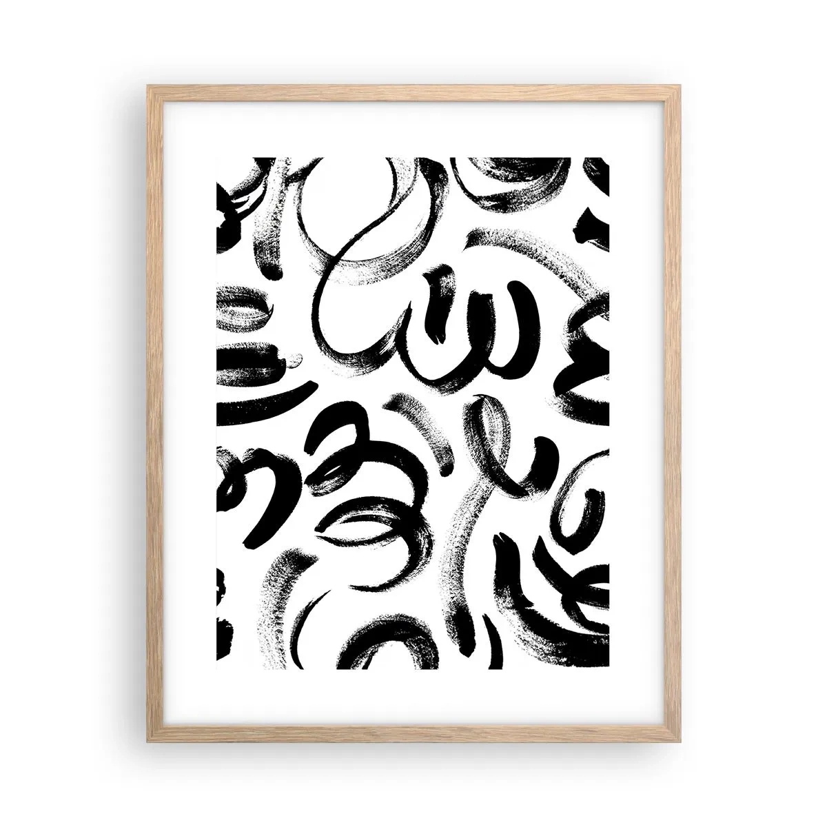 Poster in einem Rahmen aus heller Eiche - Schwarz auf Weiß - 40x50 cm