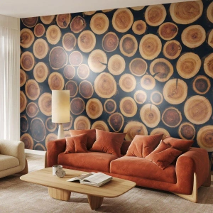 Fototapete Premium Sand - Wie alt sehe ich aus? - Baumstamm, Wald, Stück - 450x315 cm