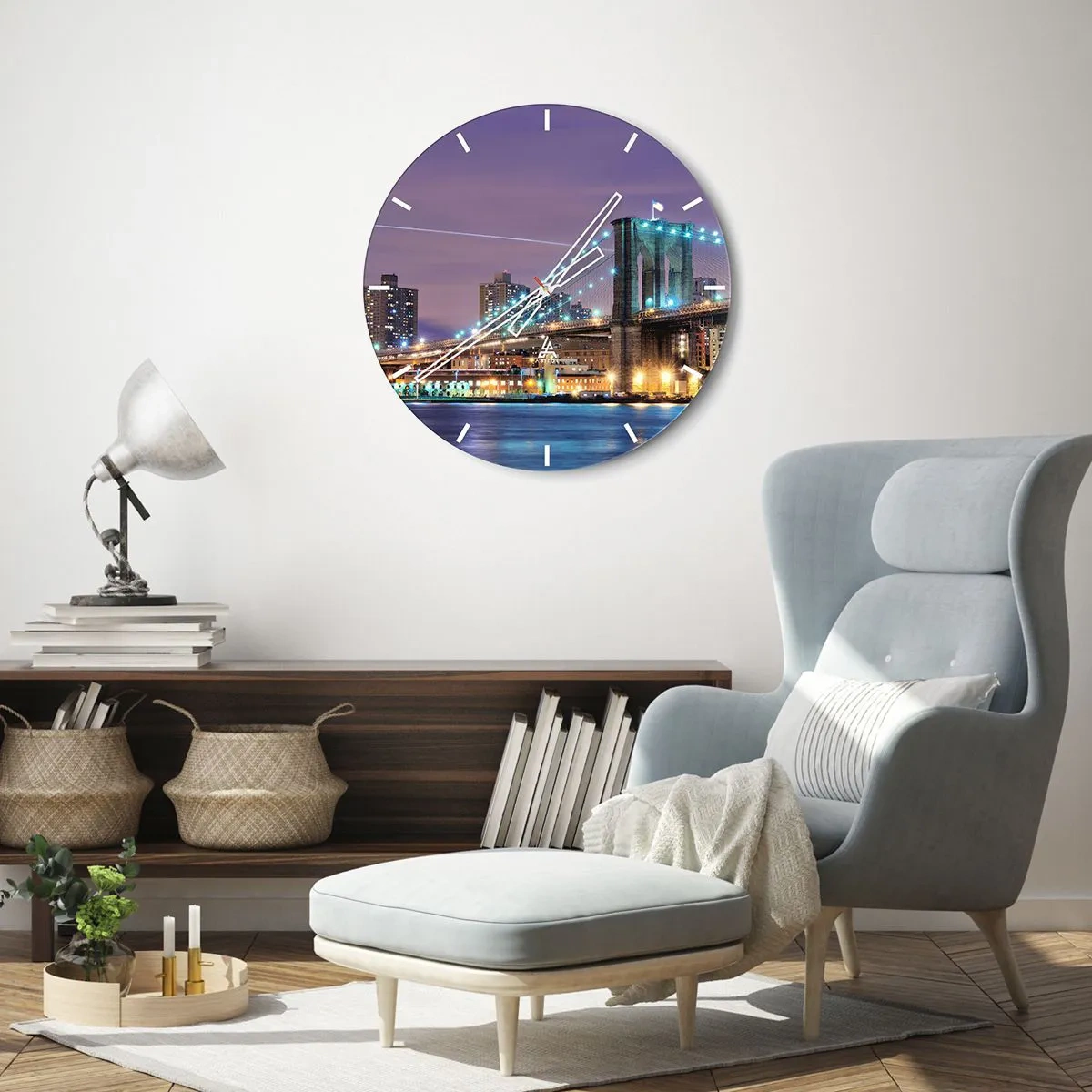 Wanduhr - Glasuhr - Seit vielen Jahren die Brooklyn Bridge - 40x40 cm