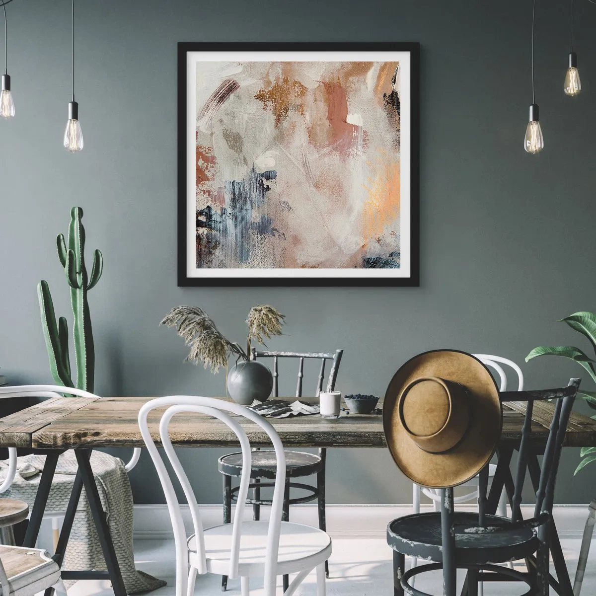 Poster in einem schwarzem Rahmen - Neblige Abstraktion - 50x50 cm