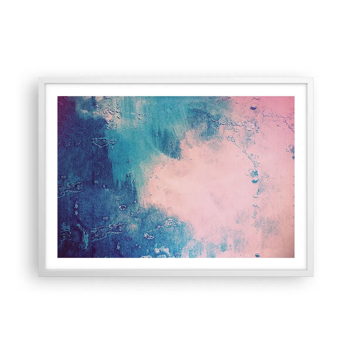 Poster in einem weißen Rahmen - Himmelsblaue Umarmungen - 70x50 cm