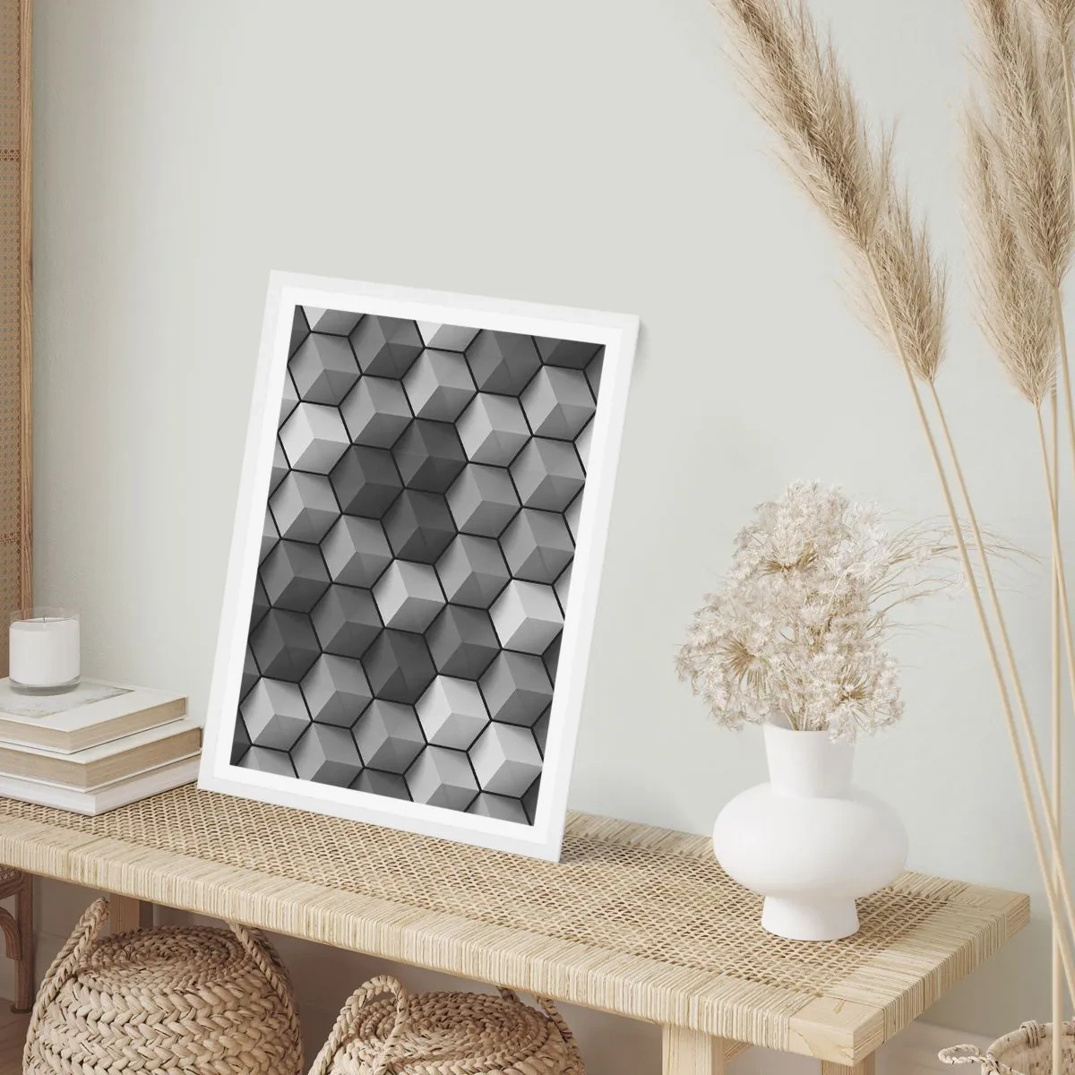 Poster in einem weißen Rahmen - Kubistisches Puzzle - 61x91 cm