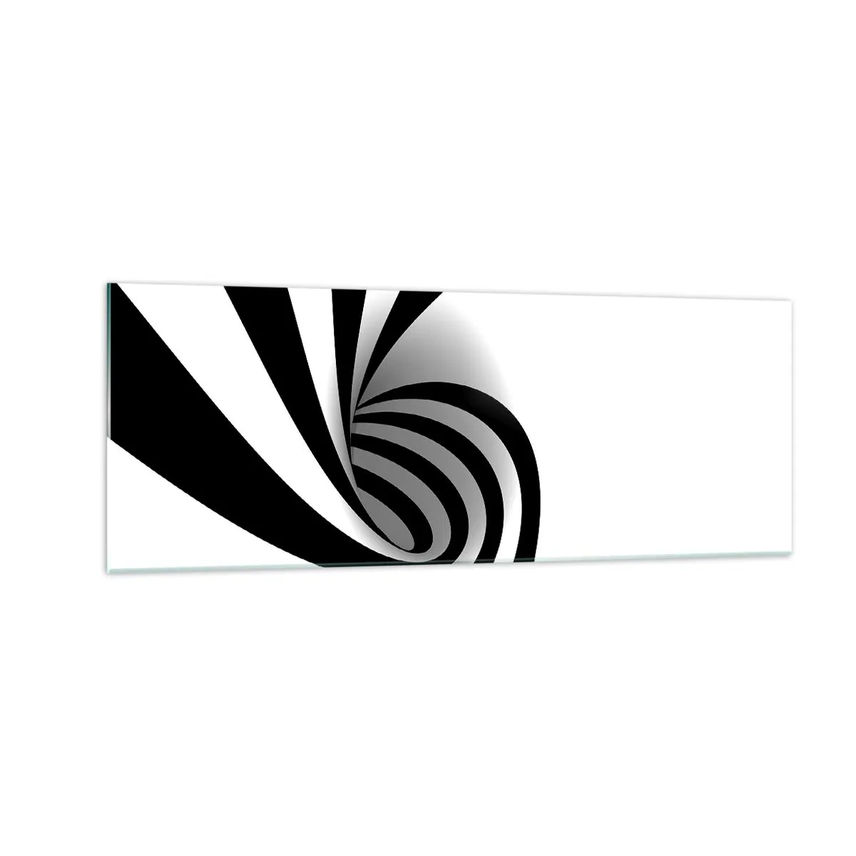 Glasbild - Bild auf glas - Abstrakter optischer Wirbel in Schwarzweiß - 140x50cm - Und doch dreht es sich - Moderne Wanddekoration für Wohnzimmer und Schlafzimmer ARTTOR