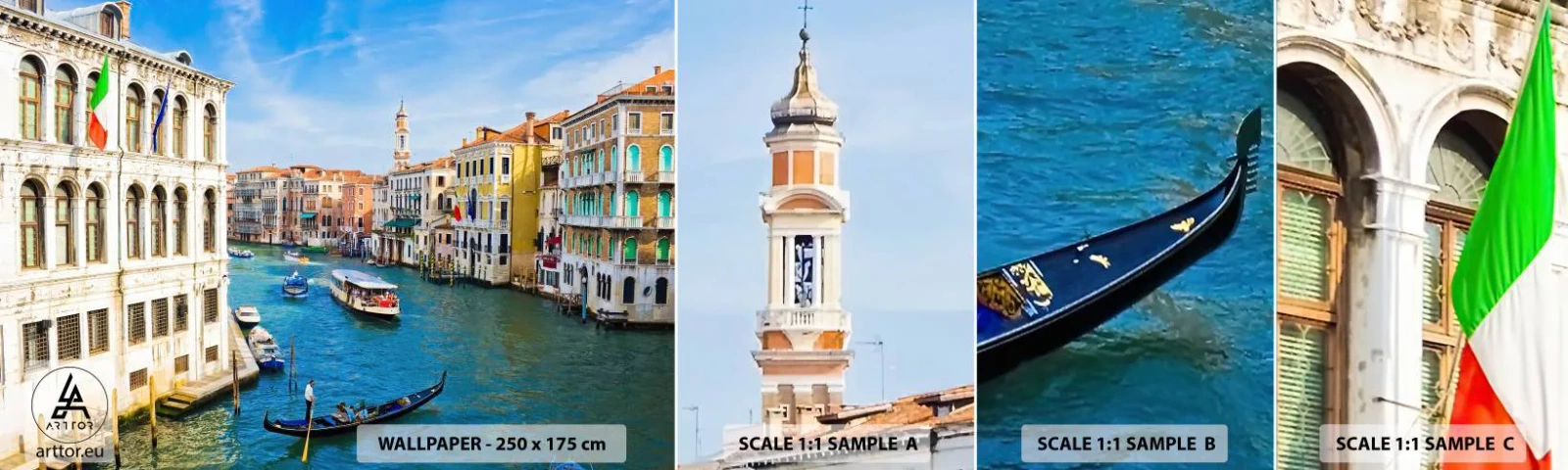 Fototapetenmuster Standard Eco - Der einzigartige Verkehr der Welt - Venedig, Die Architektur, Canal Grande - 100x30 cm