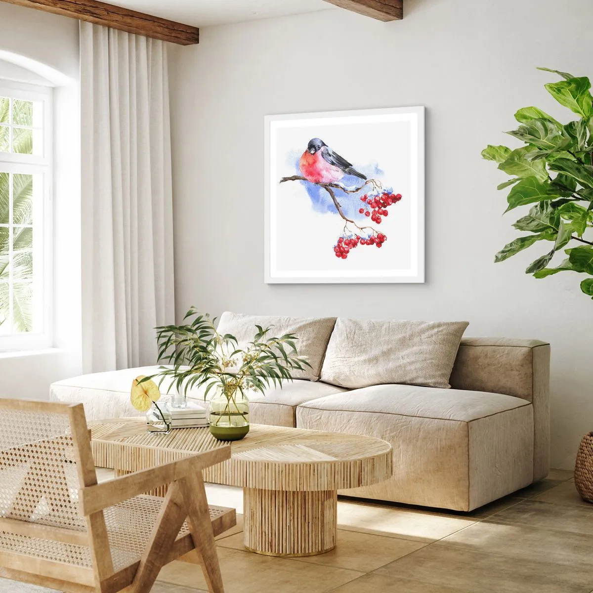 Poster in einem weißen Rahmen - Winter in Farbe - 60x60 cm